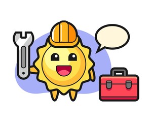 Fototapeta premium Sun cartoon as a mechanic