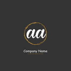 A AA Initial handwriting and signature logo design with circle. Beautiful design handwritten logo for fashion, team, wedding, luxury logo.
