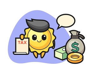 Sun cartoon as a accountant
