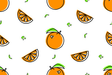 Naklejka premium Seamless pattern orange icons. Isolated on White background