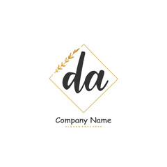 D A DA Initial handwriting and signature logo design with circle. Beautiful design handwritten logo for fashion, team, wedding, luxury logo.