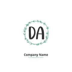 D A DA Initial handwriting and signature logo design with circle. Beautiful design handwritten logo for fashion, team, wedding, luxury logo.