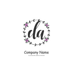 D A DA Initial handwriting and signature logo design with circle. Beautiful design handwritten logo for fashion, team, wedding, luxury logo.