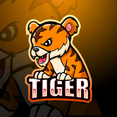 Tiger mascot esport logo design © frescostudio