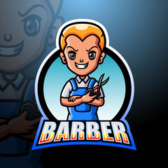 Barber man mascot esport logo design