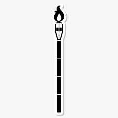 Torch, flame. Fire sticker icon isolated on gray background