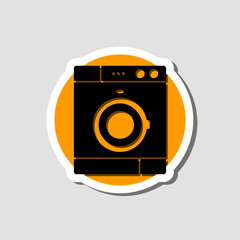 Washing machine sticker icon isolated on gray background