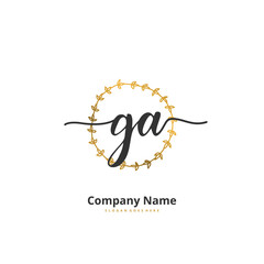 G A GA Initial handwriting and signature logo design with circle. Beautiful design handwritten logo for fashion, team, wedding, luxury logo.