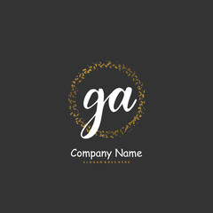 G A GA Initial handwriting and signature logo design with circle. Beautiful design handwritten logo for fashion, team, wedding, luxury logo.