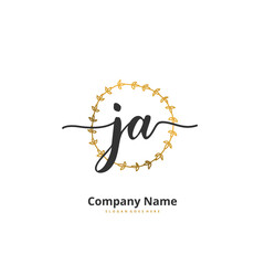 J A JA Initial handwriting and signature logo design with circle. Beautiful design handwritten logo for fashion, team, wedding, luxury logo.