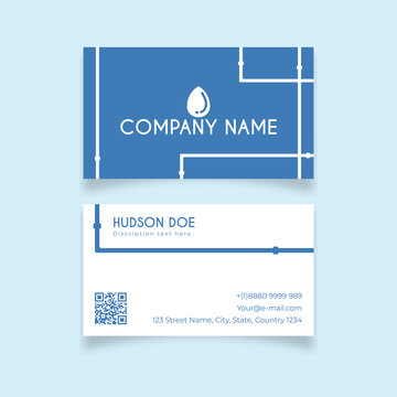 Water pipe blue service, abstract design business card template