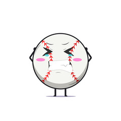 Cute baseball character feeling stressed isolated on white background. Baseball sport character emoticon illustration