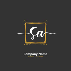 S A SA Initial handwriting and signature logo design with circle. Beautiful design handwritten logo for fashion, team, wedding, luxury logo.