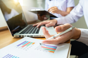 business project teamwork plan  new start-up project, Finance managers meeting, Digital tablet docking screen computer design