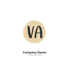 V A VA Initial handwriting and signature logo design with circle. Beautiful design handwritten logo for fashion, team, wedding, luxury logo.