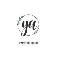 Y A YA Initial handwriting and signature logo design with circle. Beautiful design handwritten logo for fashion, team, wedding, luxury logo.