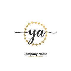 Y A YA Initial handwriting and signature logo design with circle. Beautiful design handwritten logo for fashion, team, wedding, luxury logo.