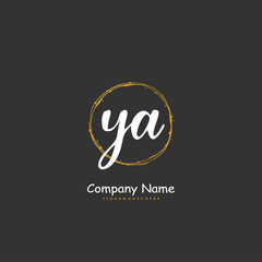 Y A YA Initial handwriting and signature logo design with circle. Beautiful design handwritten logo for fashion, team, wedding, luxury logo.
