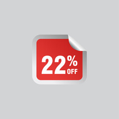 22 discount, Sales Vector badges for Labels, , Stickers, Banners, Tags, Web Stickers, New offer. Discount origami sign banner