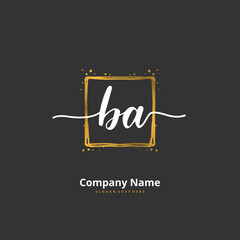 B A BA Initial handwriting and signature logo design with circle. Beautiful design handwritten logo for fashion, team, wedding, luxury logo.