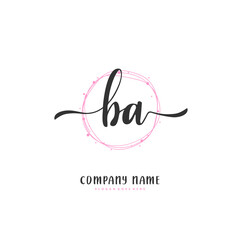 B A BA Initial handwriting and signature logo design with circle. Beautiful design handwritten logo for fashion, team, wedding, luxury logo.