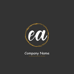 E A EA Initial handwriting and signature logo design with circle. Beautiful design handwritten logo for fashion, team, wedding, luxury logo.