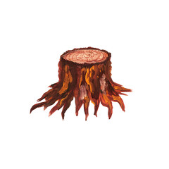 brown stump on a white background
