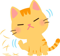 頭を掻いて毛を散らす猫