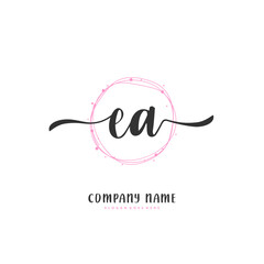 E A EA Initial handwriting and signature logo design with circle. Beautiful design handwritten logo for fashion, team, wedding, luxury logo.