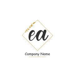 E A EA Initial handwriting and signature logo design with circle. Beautiful design handwritten logo for fashion, team, wedding, luxury logo.