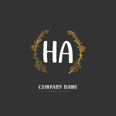 H A HA Initial handwriting and signature logo design with circle. Beautiful design handwritten logo for fashion, team, wedding, luxury logo.