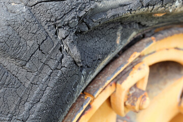 Fototapeta na wymiar Close Up of an Old Tire