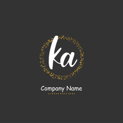 K A KA Initial handwriting and signature logo design with circle. Beautiful design handwritten logo for fashion, team, wedding, luxury logo.