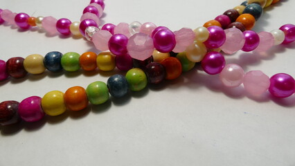 Beads jewelry on a white background 