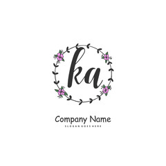 K A KA Initial handwriting and signature logo design with circle. Beautiful design handwritten logo for fashion, team, wedding, luxury logo.