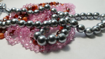 Beads jewelry on a white background 