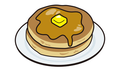 お皿に乗ったシンプルなバターのホットケーキ