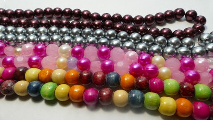 Beads jewelry on a white background 