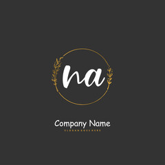 N A NA Initial handwriting and signature logo design with circle. Beautiful design handwritten logo for fashion, team, wedding, luxury logo.