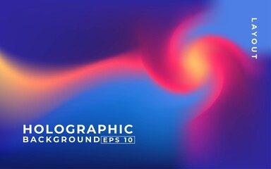 Abstract blur gradient holographic background with trend pastel blue, orange, red, violet and black colors for design concepts, wallpapers, web, presentations and prints. Vector illustration.