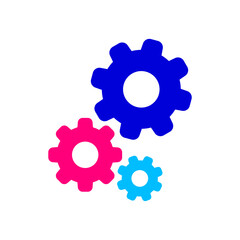 circle cog gear colorful for mechanization icon isolated on white, gear symbol for button icon for progress web, simple circle cog shape for engineering mechanism, machinery industrial technology sign
