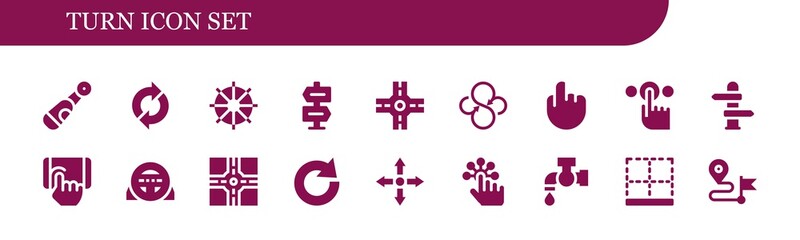 Modern Simple Set of turn Vector filled Icons