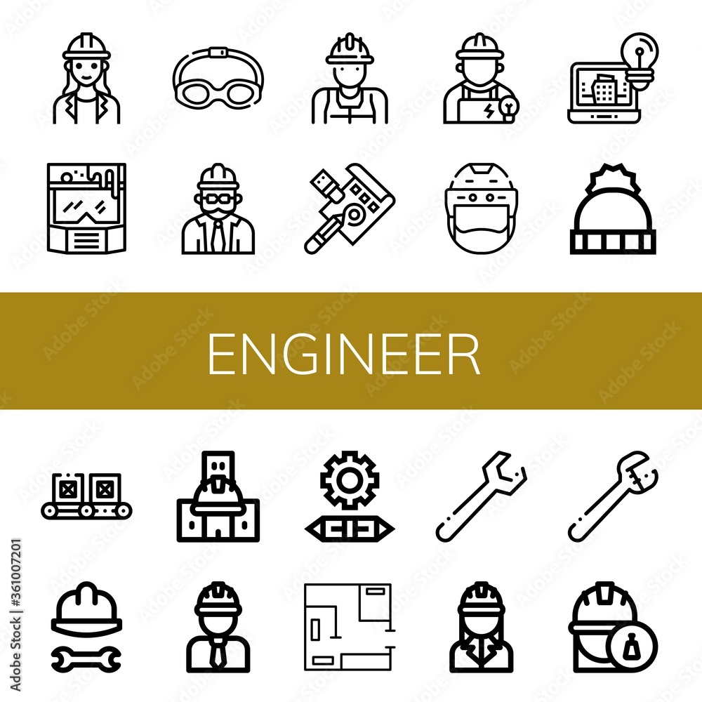 Poster engineer simple icons set