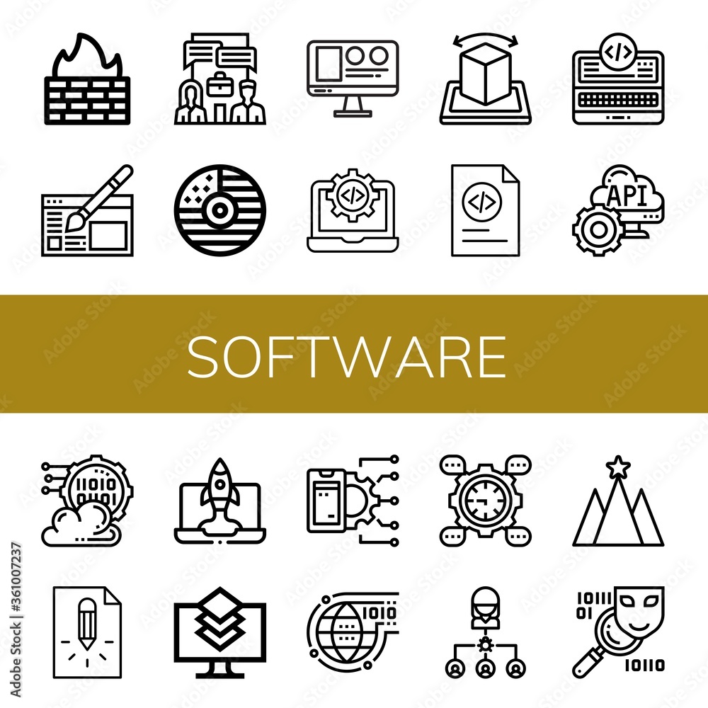 Poster software simple icons set