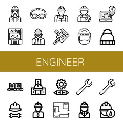 engineer simple icons set