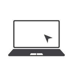 Laptop icon. Cursor on notebook screen. Display with clicking mouse