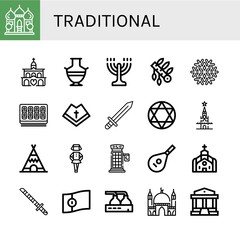 traditional simple icons set