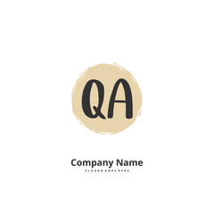 Q A QA Initial handwriting and signature logo design with circle. Beautiful design handwritten logo for fashion, team, wedding, luxury logo.