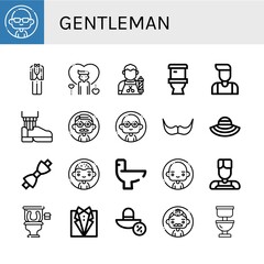gentleman simple icons set