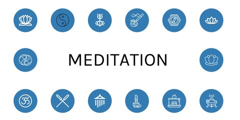meditation simple icons set
